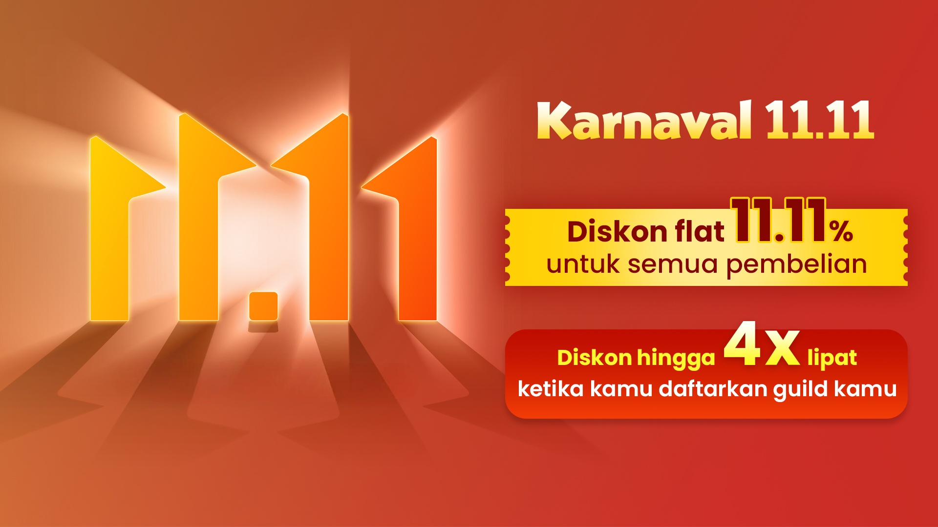 Karnaval 11:11 di BlueStacks Store - Raih Diskon Maksimal Dengan Kekuatan Guild! Bisa Hemat Hingga 4X Lipat!